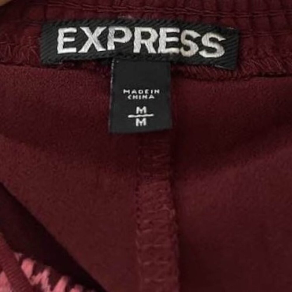 Express Burgundy Halter Maxi Dress with Pink Trim | Size Medium - Picture 10 of 14